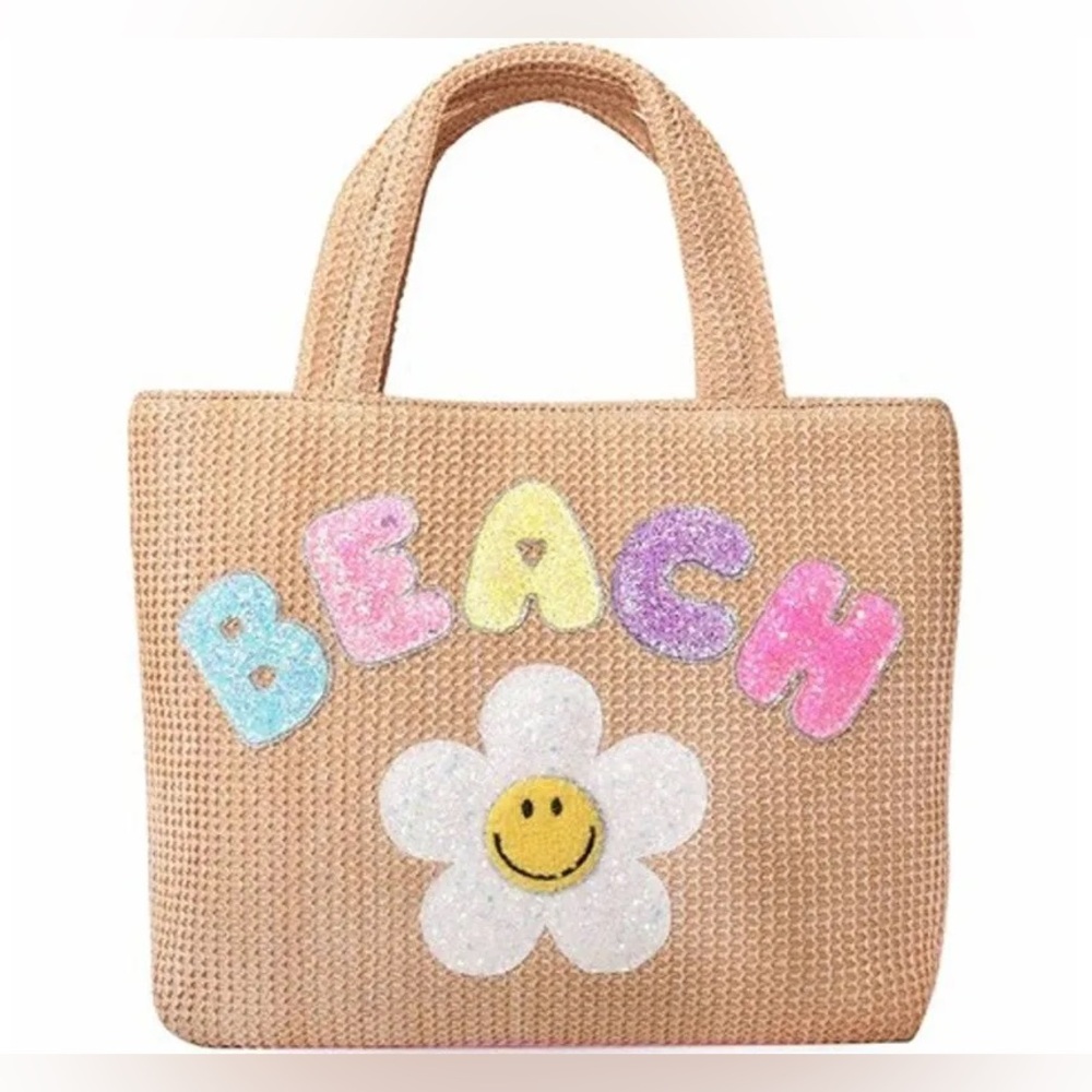 Omg Accessories Beach Daisy Mini Straw Tote Bag